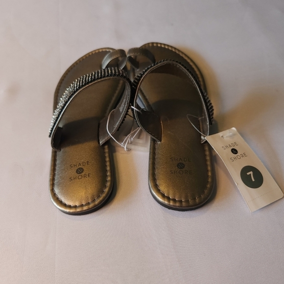 NWT Shade & Shore Crystal Embellished Sandals womens size 7 - Picture 4 of 9